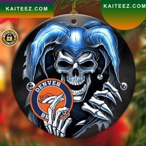Denver Broncos NFL Skull Joker Christmas Ornament