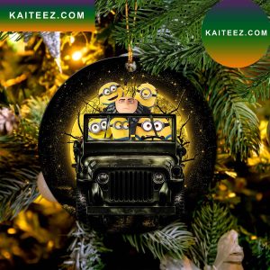 Despicable Me Gru And Minions Ride Jeep Funny Halloween Moonlight Mica Circle Ornament Perfect Gift For Holiday