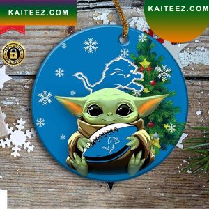 Detroit Lions Baby Yoda Christmas Ornament