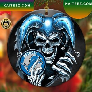 Detroit Lions NFL Skull Joker Christmas Ornament
