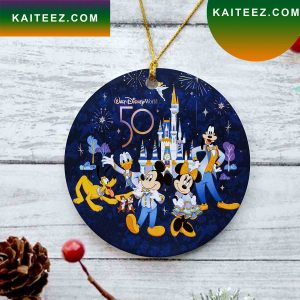 Disney 50th Round Ceramic Christmas Ornament