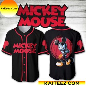 Disney Mickey Art Black Background Baseball Jersey