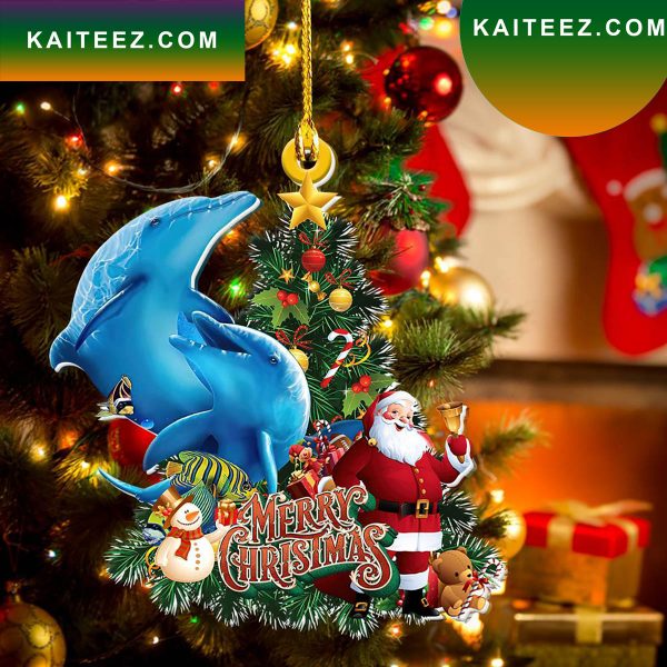 Dolphin Couple Merry Christmas Ornament