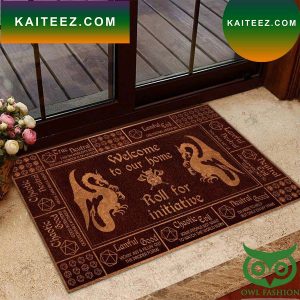 Dragon Welcome Roll For Initiative Dark Brown Doormat