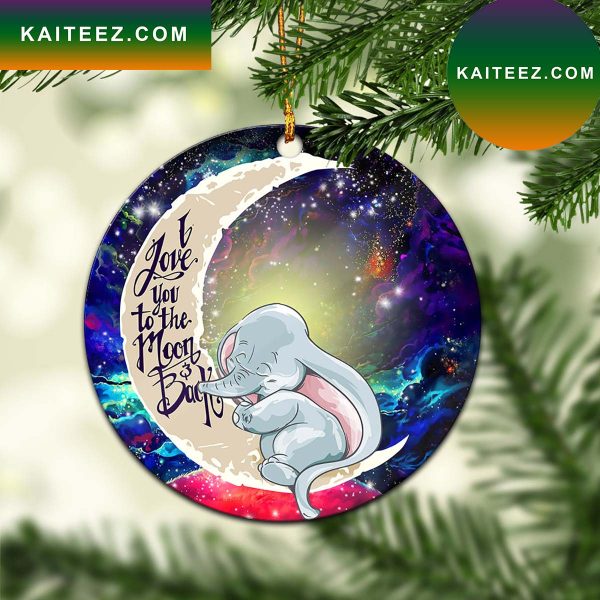 Dumbo Elephant Love You To The Moon Galaxy Mica Circle Ornament Perfect Gift For Holiday