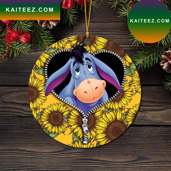 Eeyore Sunflower Zipper Mica Circle Ornament Perfect Gift For Holiday