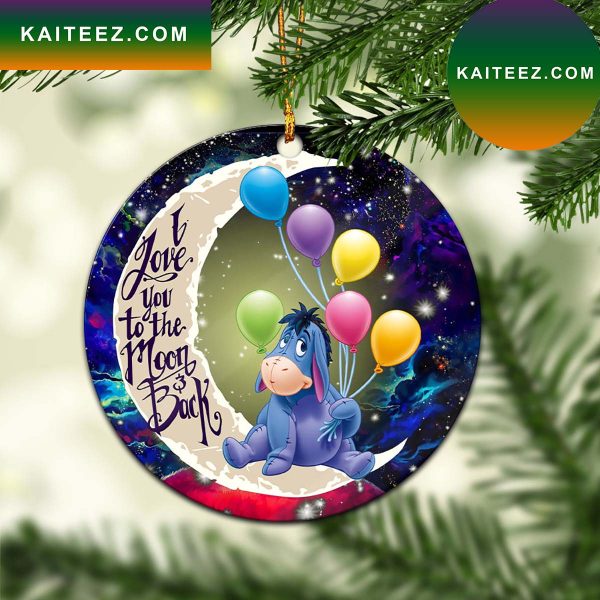 Eeyore Winnie The Pooh Love You To The Moon Galaxy Mica Circle Ornament Perfect Gift For Holiday