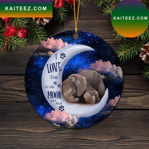 Elephant Love You To The Moon Mica Circle Ornament Perfect Gift For Holiday