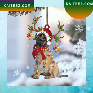 English Mastiff Reindeer Shape Christmas 2 Sides Christmas Ornament