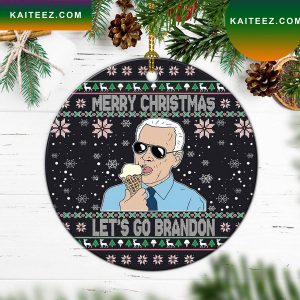 Funny Biden Lets Go Brandon FJB 2022 Patriotic Christmas Ornament