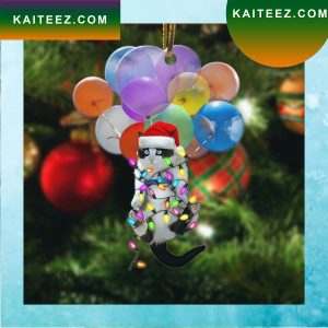 Funny Cat Balloon Christmas Flat Christmas Ornament