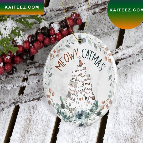 Funny Meowy Catmas Cute Christmas Tree Christmas Ornament