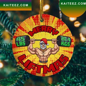 Funny Muscular Santa Lifting Weights Liftmas Christmas Ornament
