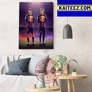 Gavi Barcelona Back To Back Wins The Kopa Trophy Art Decor Poster Canvas