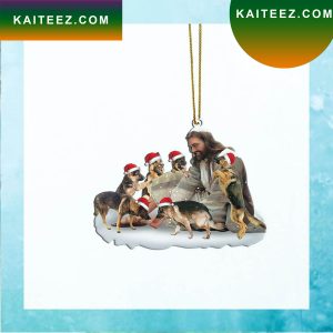 Gearhumans 3D Jesus Surrounded By German Shepherd Dogs Christmas Christmas Ornament