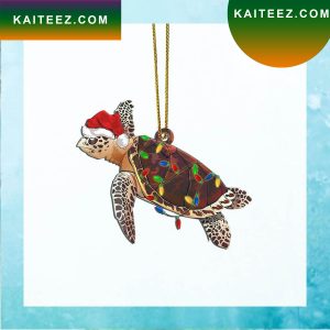 Gearhumans 3D Sea Turtle Wearing Santa Hat Merry Christmas Custom Christmas Ornament