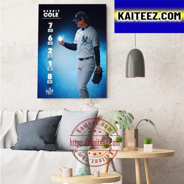 Gerrit Cole Of New York Yankees In ALDS 2022 MLB Postseason Art Decor Poster Canvas