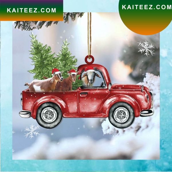 Goat Red Car Christmas Christmas Ornament
