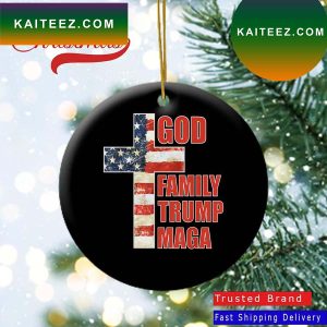 God Family Trump MAGA Cross with American Flag 2022 Ornament