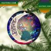 Godzilla Couple Love You To The Moon Galaxy Mica Circle Ornament Perfect Gift For Holiday