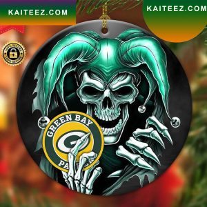 Green Bay Packers NFL Skull Joker Christmas Ornament