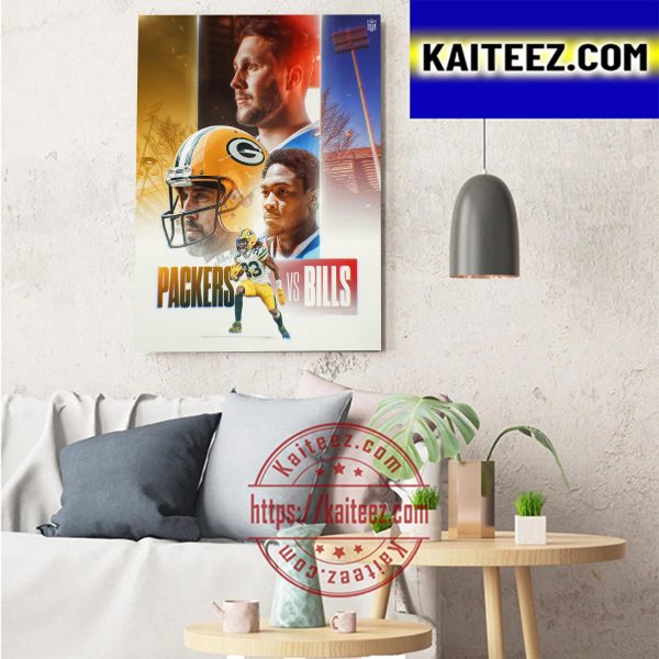 Green Bay Packers Vs Buffalo Bills In NFL Art Decor Poster Canvas