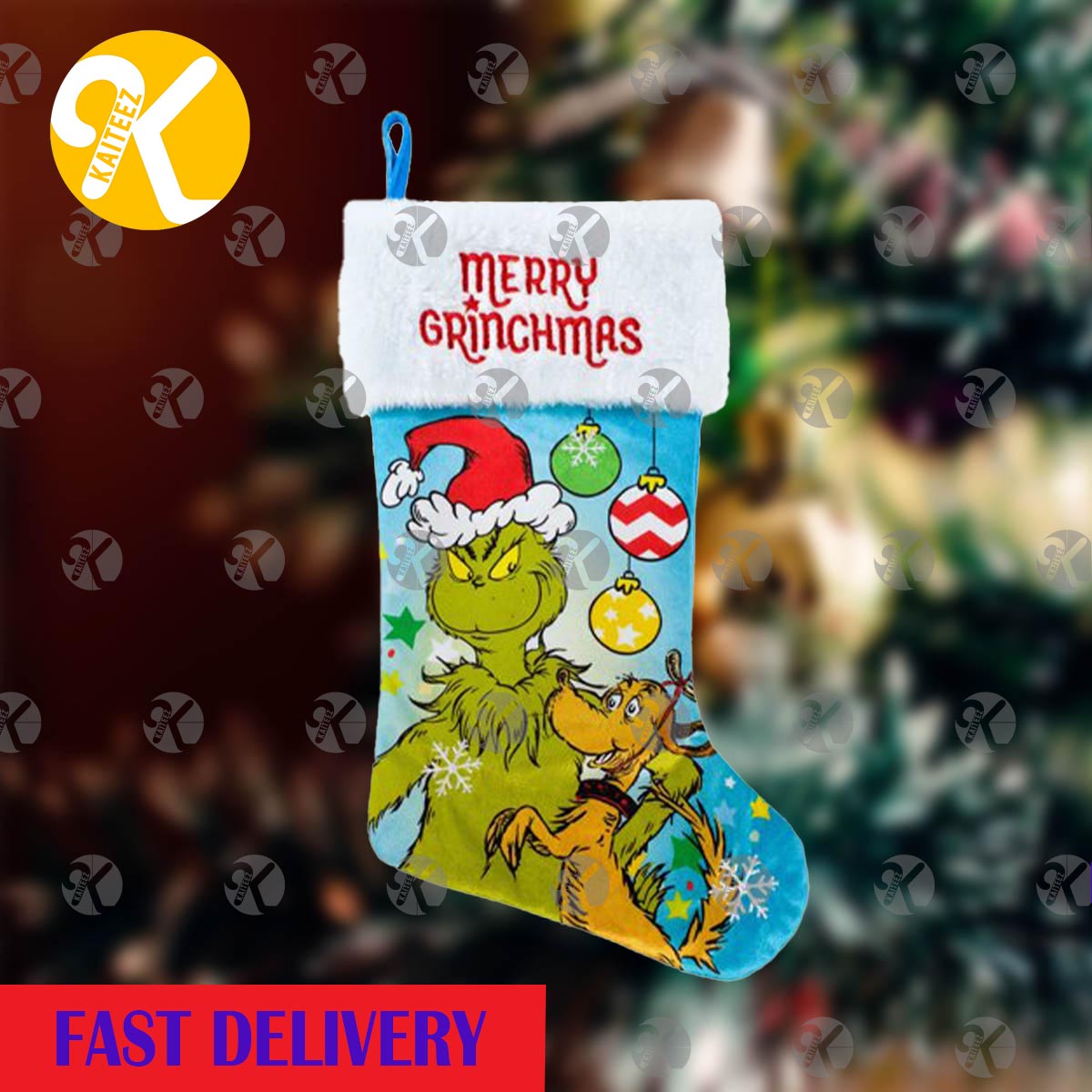 Grinch And The Reindeer Merry Grinchmas Christmas Stocking