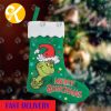 Grinch In The Chimney Stole Christmas In Green And Red Personalized Christmas Stocking