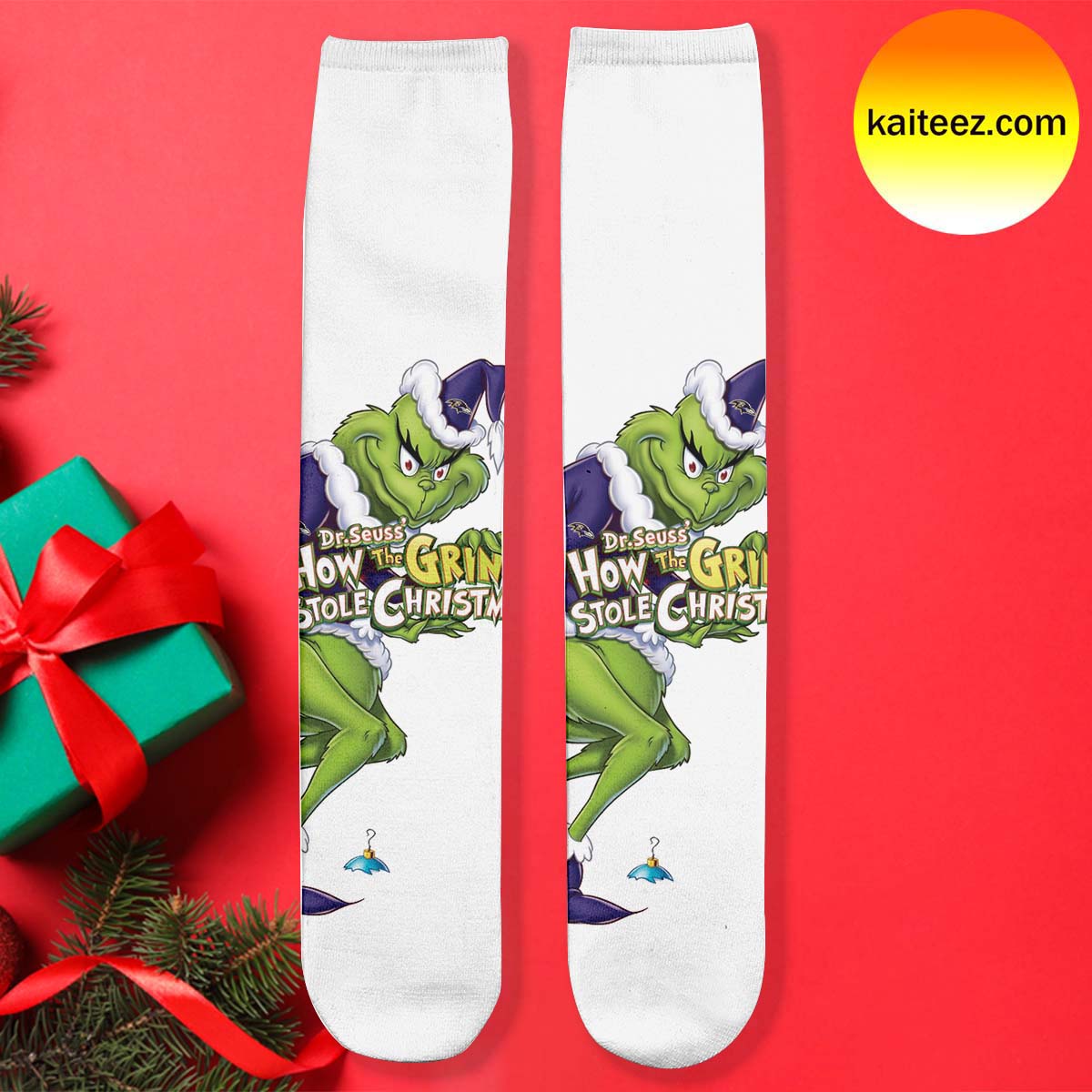 Grinch x NFL Baltimore Ravens Christmas Socks