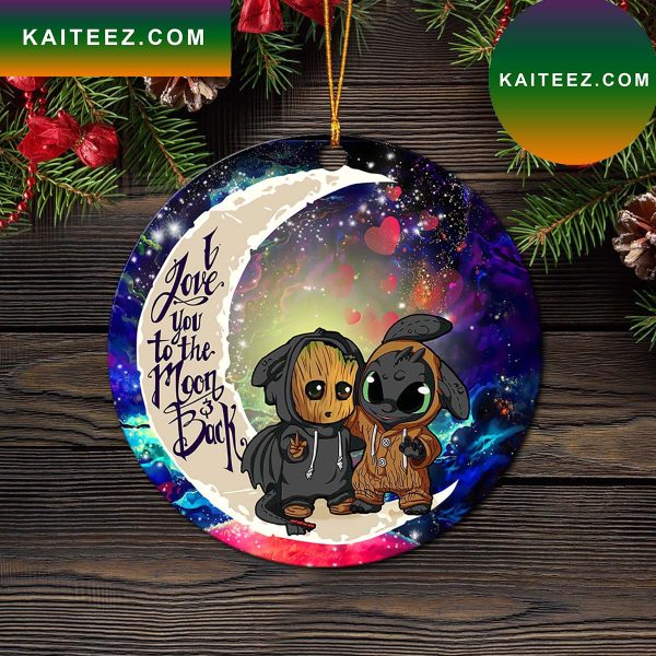 Groot And Toothless Love You To The Moon Galaxy Mica Circle Ornament Perfect Gift For Holiday