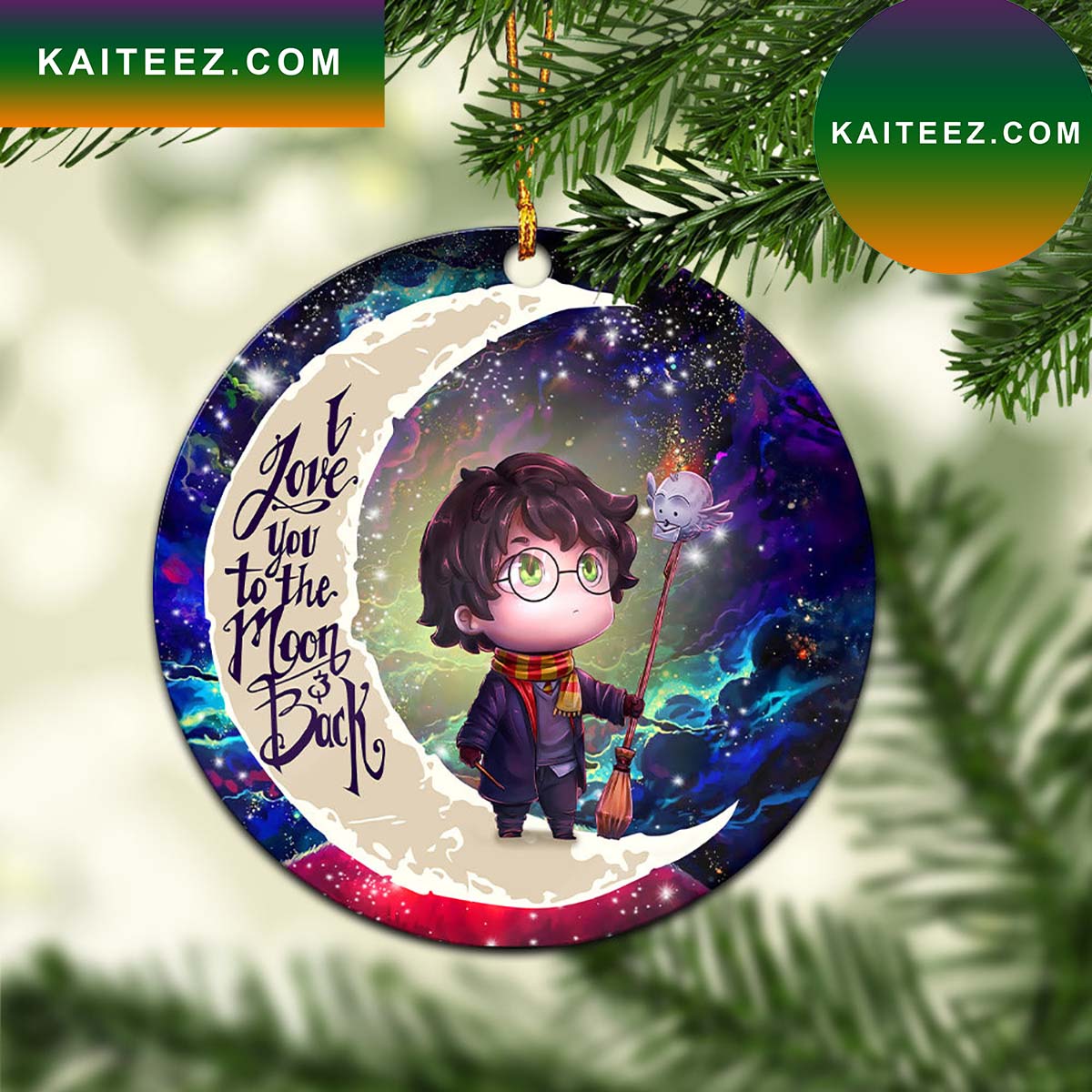 Harry Potter Chibi Love You To The Moon Galaxy Mica Circle Ornament Perfect Gift For Holiday