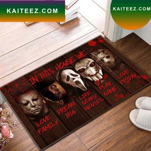 Horror Chracters Halloween Personalized In This House We Love Family Doormat