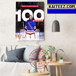 Igor Shesterkin 100th NHL Start With New York Rangers Art Decor Poster Canvas