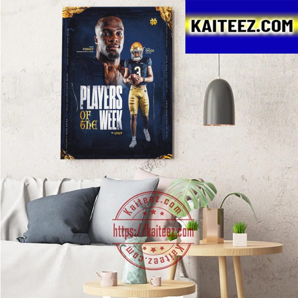 Isaiah Foskey And Logan Diggs Players Of The Week Of Notre Dame Football Art Decor Poster Canvas
