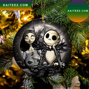 Jack And Sally Nightmare Before Christmas Moonlight Mica Circle Ornament Perfect Gift For Holiday