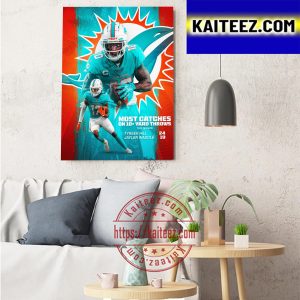 Jaylen Waddle And Tyreek Hill Of Miami Dolphins Most Catches On 10+ Yard Throws Art Decor Poster Canvas