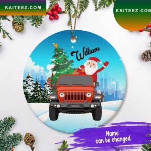 Jeep Tree Santa Christmas Frame Funny Gift Christmas Ornament