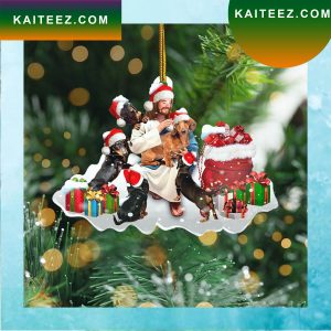Jesus And Dachshunds Dog Lover Christian Jesus Christmas Ornament