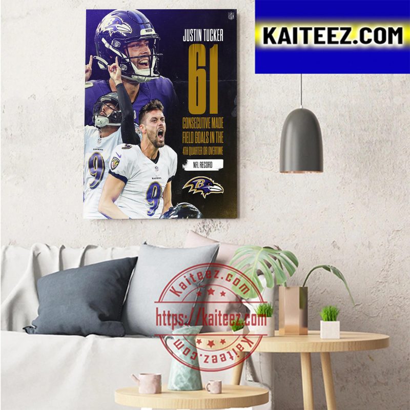 Justin Tucker 61 Field Goals In Baltimore Ravens NFL Art Decor Poster