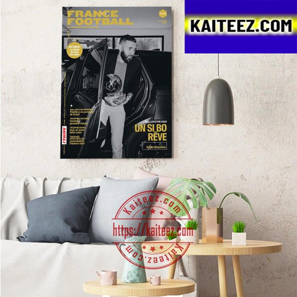 Karim Benzema The Winner 2022 Ballon Dor On Cover Of France Football Art Decor Poster Canvas