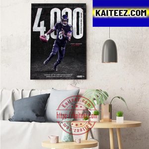 Lamar Jackson 4000 Career Rushing Yards In Baltimore Ravens Art Decor Poster Canvas