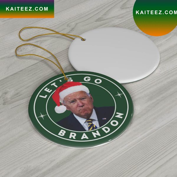 Lets Go Brandon Funny Joe Biden Santa Hat Christmas Ornaments