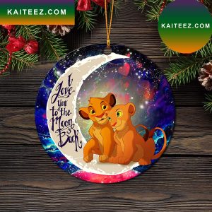 Lion King Simba Nala Love You To The Moon Galaxy Mica Circle Ornament Perfect Gift For Holiday