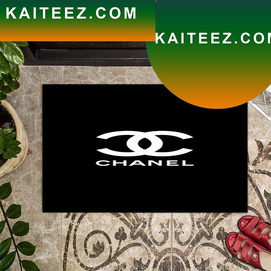 Logo CC Chanel Basic In The Black Background Home Decor Doormat