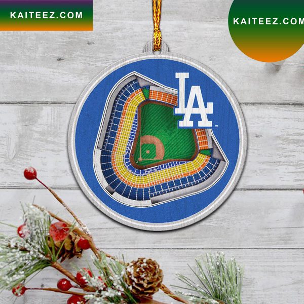 Los Angeles Dodgers Stadium 2 Layered Wood Christmas Ornament