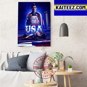 Max Verstappen On F1 US Grand Prix Art Decor Poster Canvas