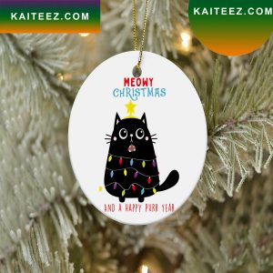 Meowy Christmas And A Happy Purr Year Cute Cat Christmas Ornament