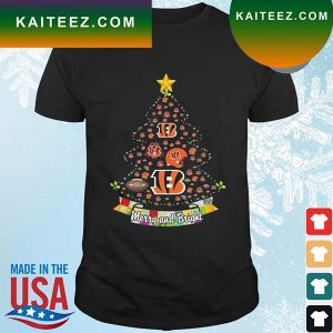 Merry And Bright Cincinnati Bengals NFL Christmas Tree 2022 T-Shirt