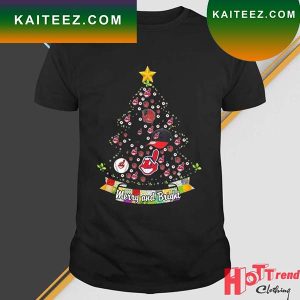 Merry And Bright Cleveland Indians MLB Christmas Tree 2022 T-Shirt