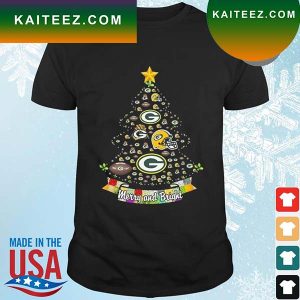 Merry And Bright Green Bay Packers NFL Christmas Tree 2022 T-Shirt